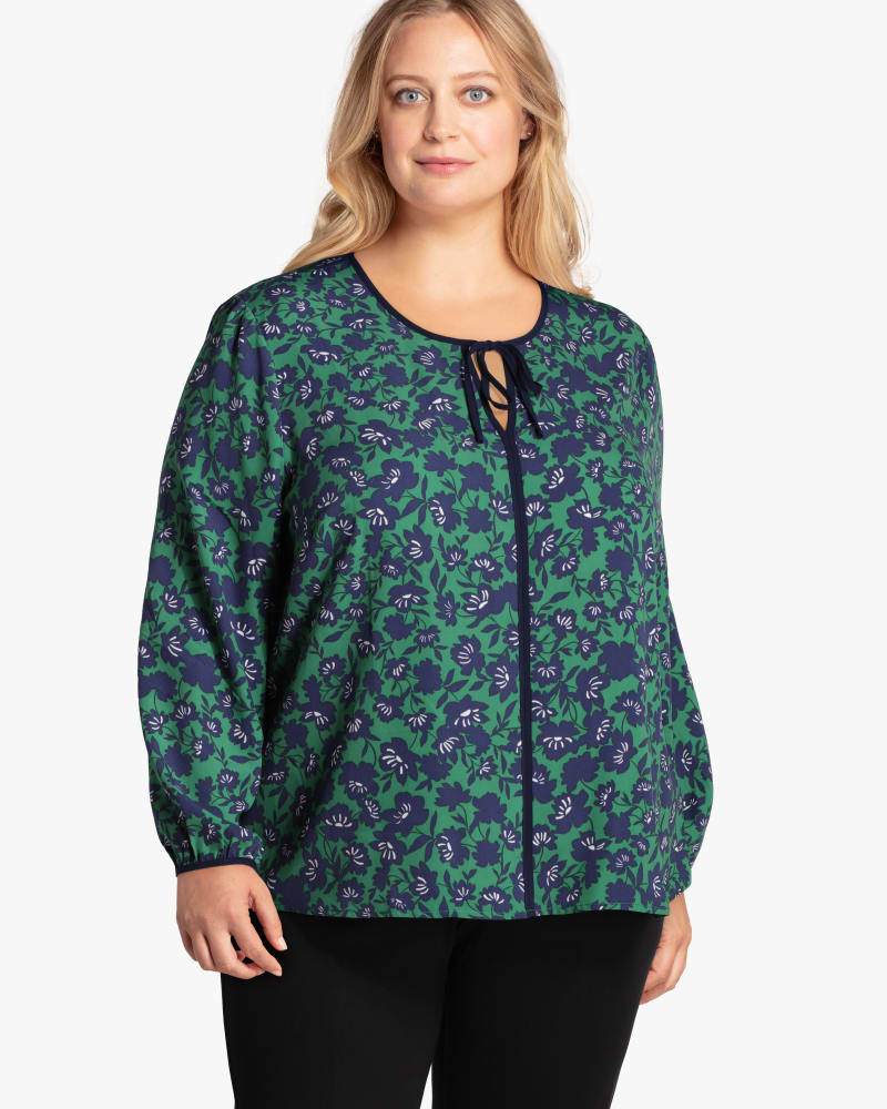Front of plus size Juliette Printed Top with Piping by Molly&Isadora | Dia&Co | dia_product_style_image_id:115907